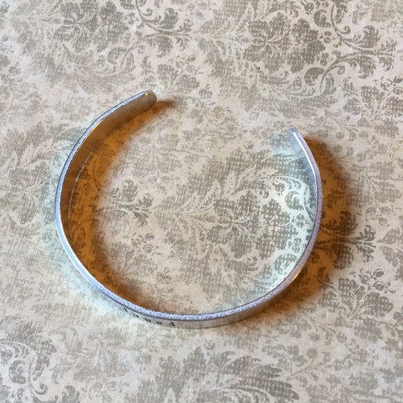 Hand Stamped Saying Loved Aluminum Cuff Bracelet - Picture 3 of 6